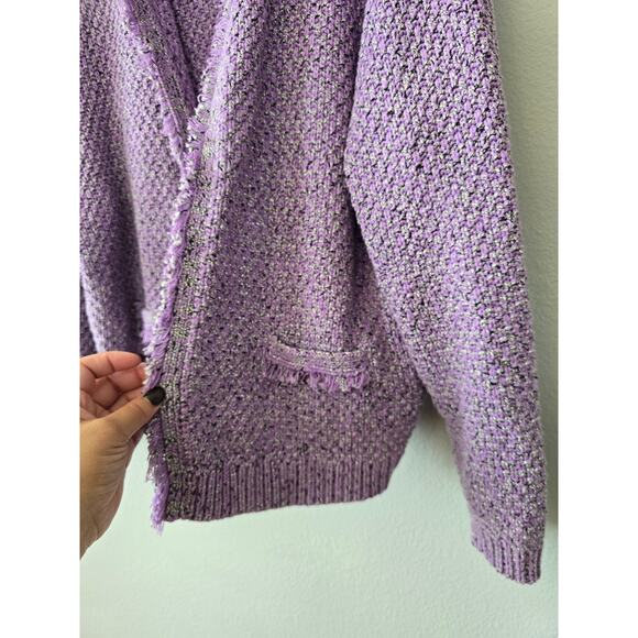Eureka by Christos Garkinos Purple Textured Knit Cardigan Sweater 3X Preppy Chic - Picture 4 of 8